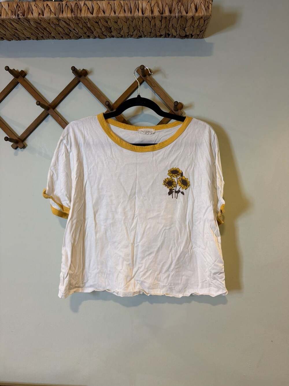 French Pastry Sunflower Always Keep Growing Ringer Crop T-Shirt Size 2XL